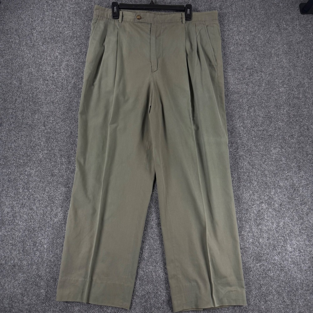 Zanella Bennett Pleated Dress Pants Mens 36x28 Tan Brown Cotton Made in Italy